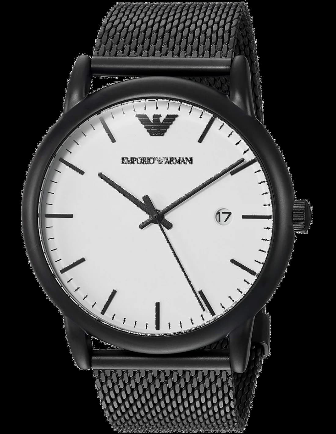Garde-temps Emporio Armani AR11046 pour homme, au cadran blanc, bracelet acier argenté