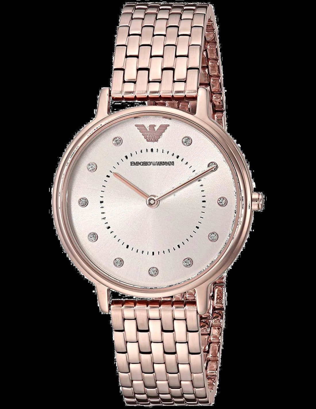 Garde-temps Emporio Armani AR11062 pour femme, boîtier acier plaqué or rose