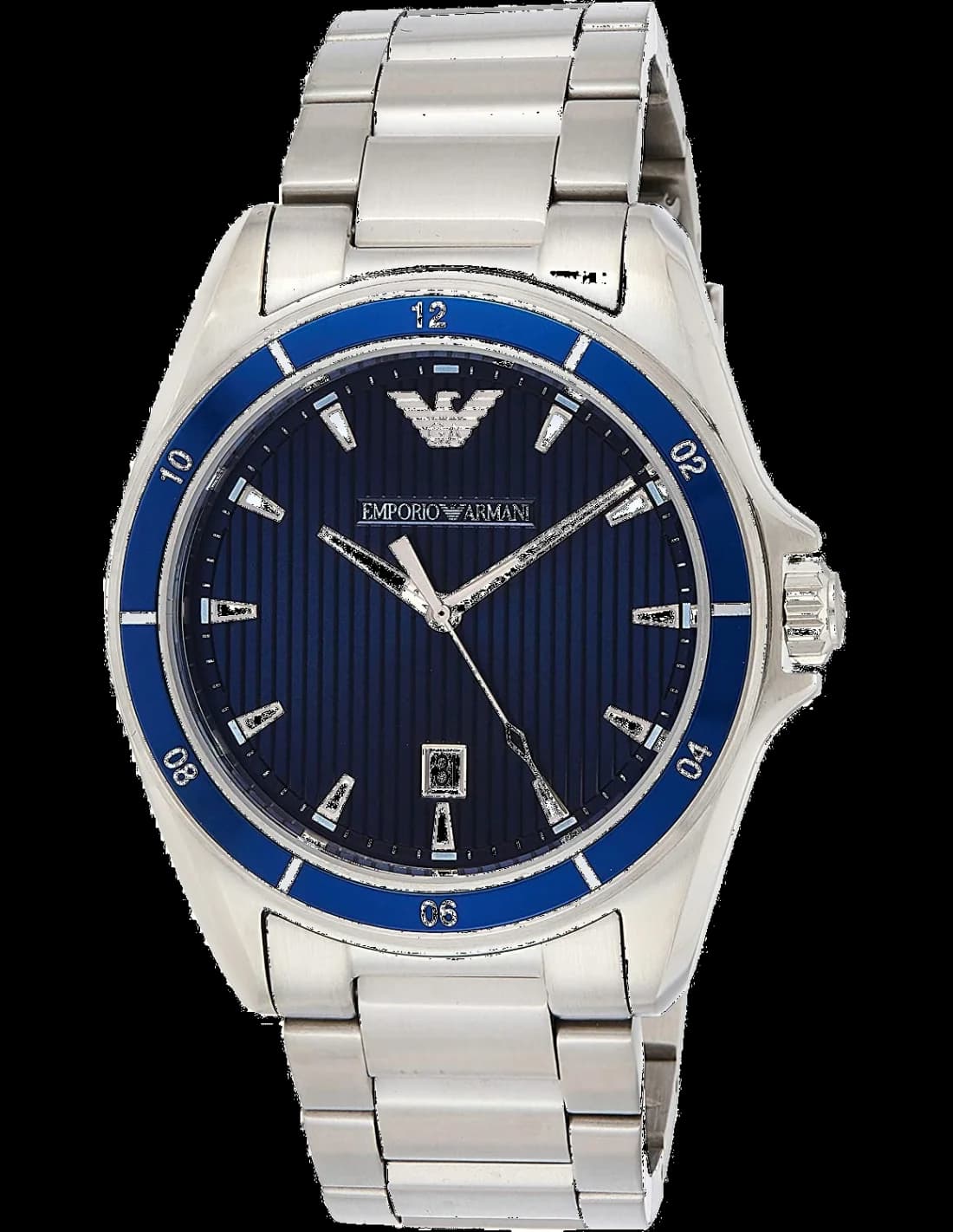 Garde-temps Emporio Armani AR11100 pour homme, cadran bleu ocean sur bracelet acier