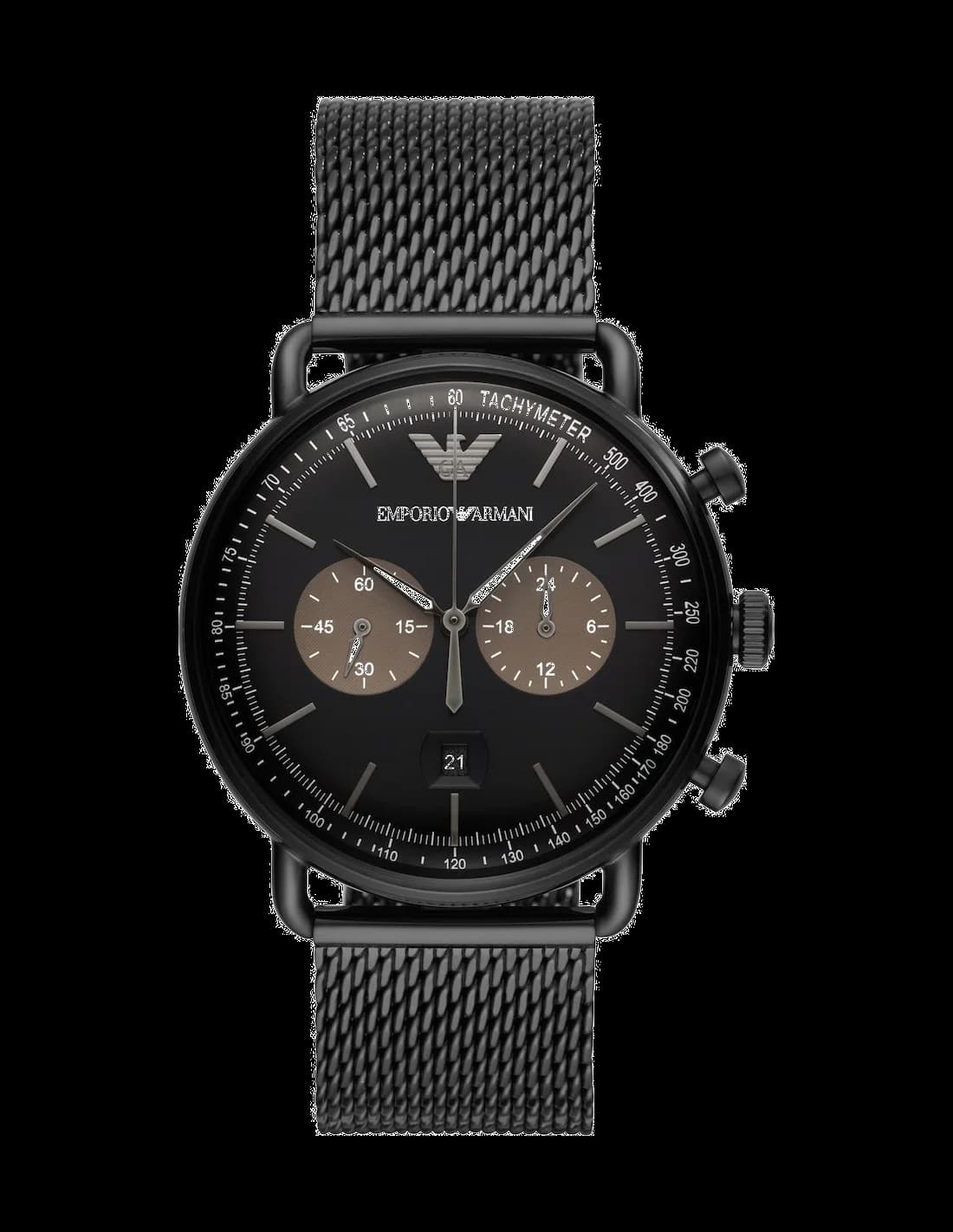 Garde-temps Emporio Armani AR11142 pour homme, cadran noir sur bracelet en acier noir