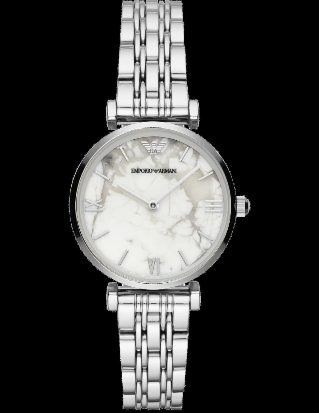 Garde-temps Emporio Armani AR11170 pour femme, cadran marbré blanc acier
