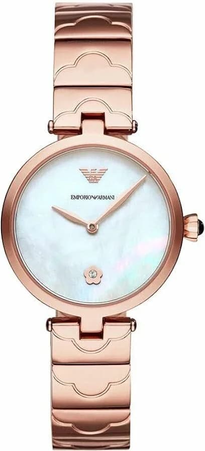 Garde-temps Emporio Armani AR11236 pour femme, cadran nacre et bracelet acier or rose