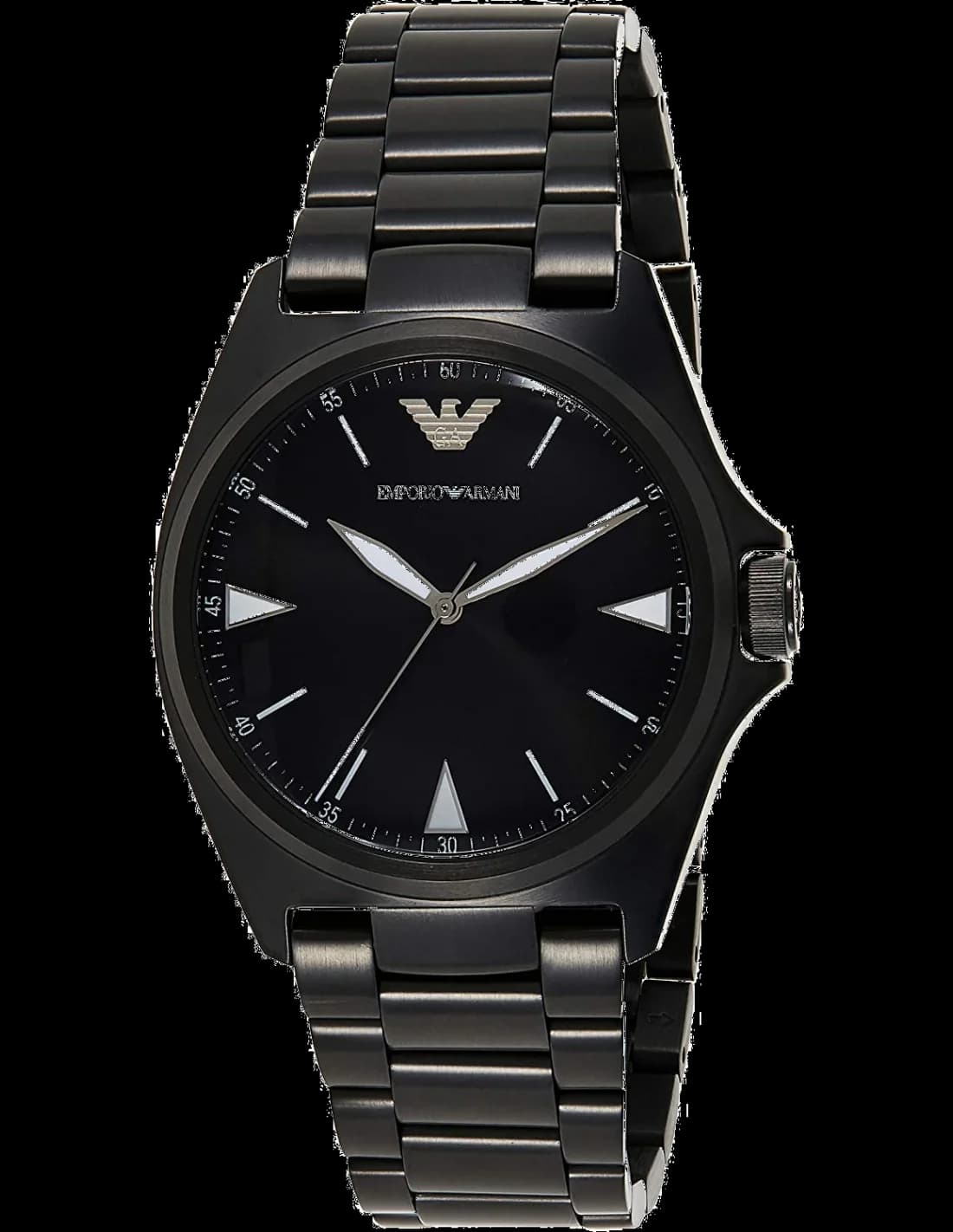 Garde-temps Emporio Armani AR11257 pour homme, cadran noir et bracelet acier milanais