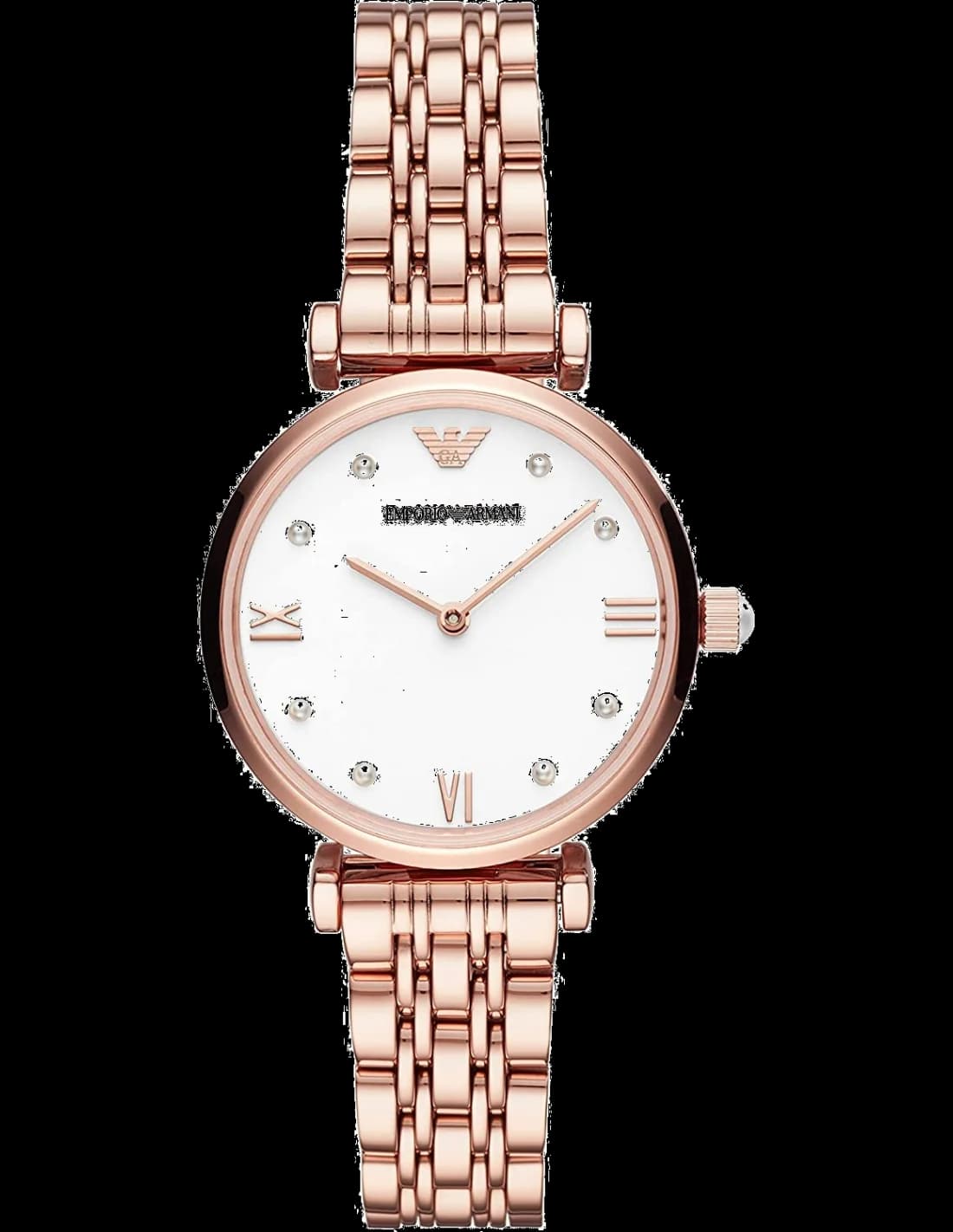 Garde-temps Emporio Armani AR11267 pour femme, au cadran blanc sur bracelet or rose