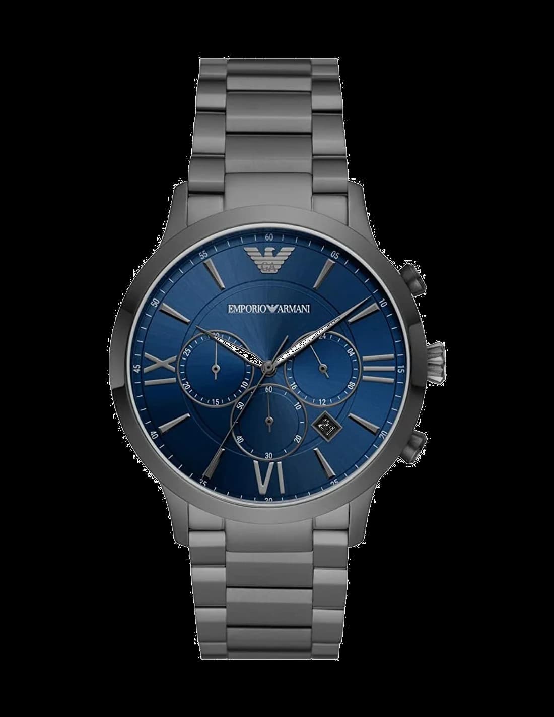 Garde-temps Emporio Armani AR11348 pour homme, cadran bleu avec bracelet acier