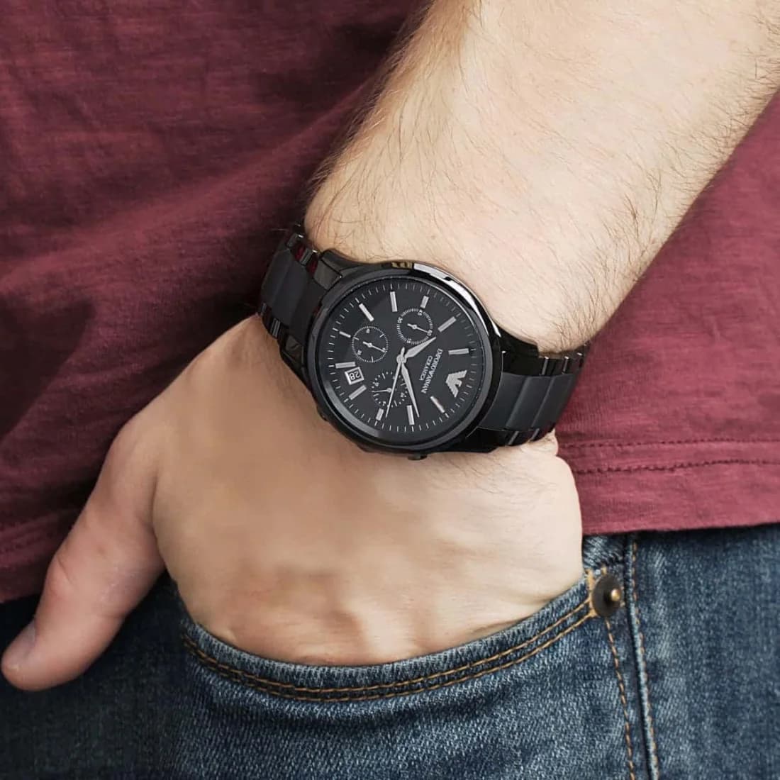 Montre Emporio Armani AR1452 homme verso boîtier noir