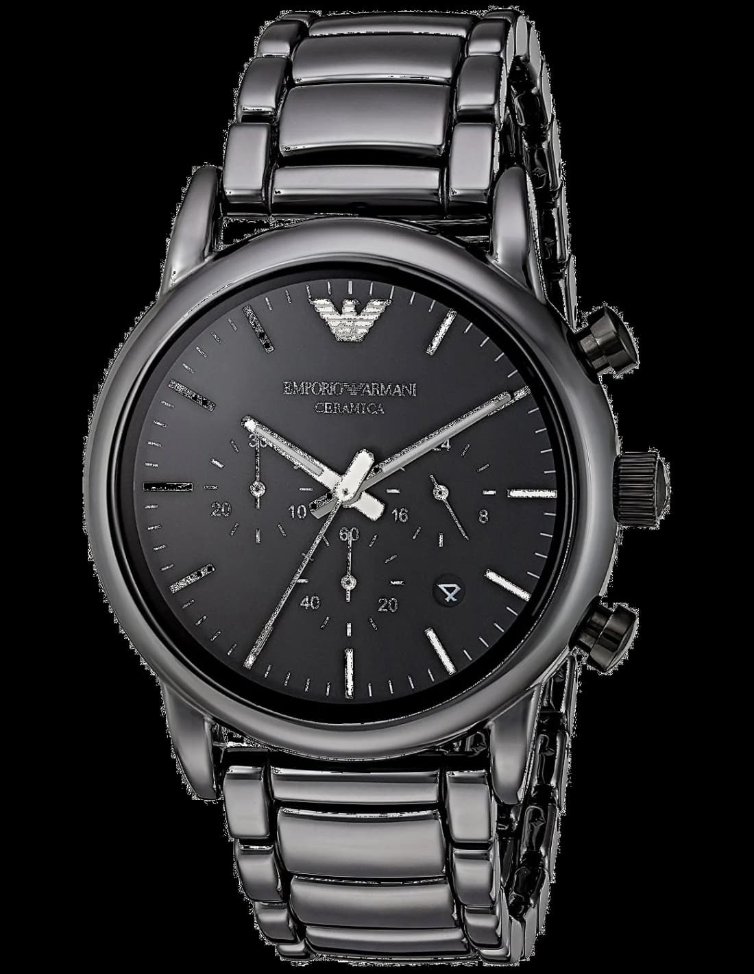 Garde-temps Emporio Armani AR1507 pour homme, cadran noir, bracelet céramique noire