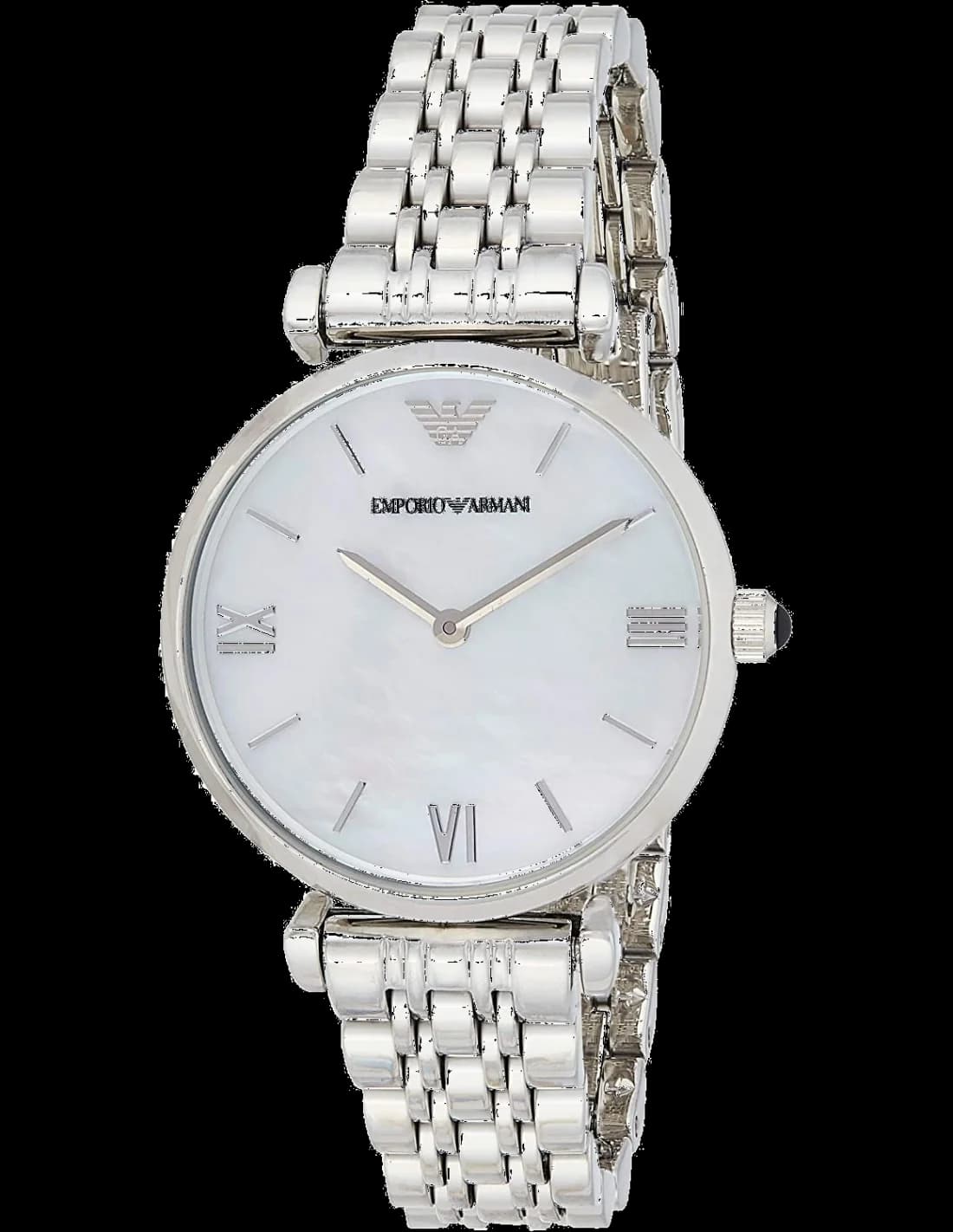 Garde-temps Emporio Armani AR1682 pour femme, cadran nacre, bracelet acier