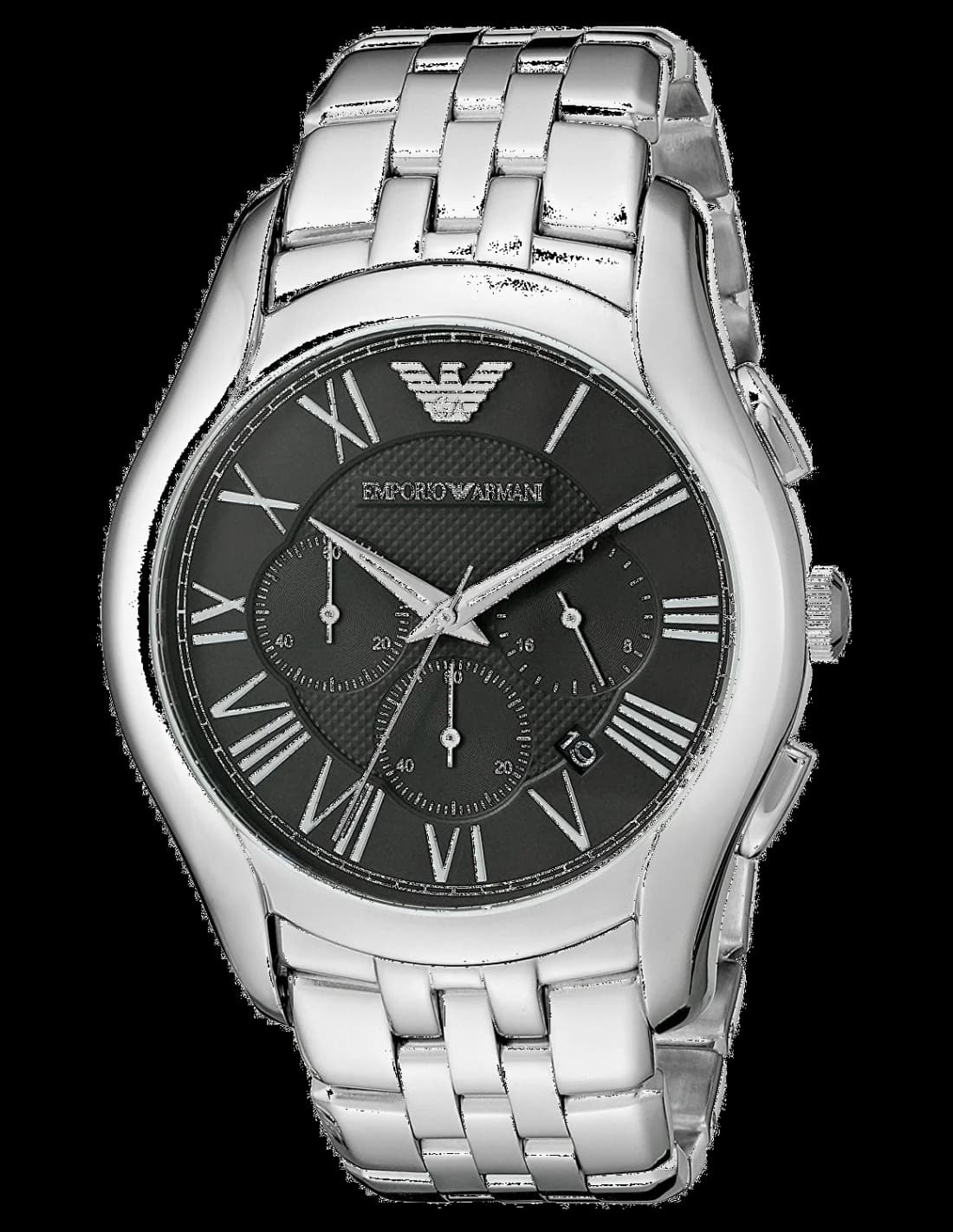 Garde-temps Emporio Armani AR1786 pour homme, cadran noir, bracelet acier inoxydable classique