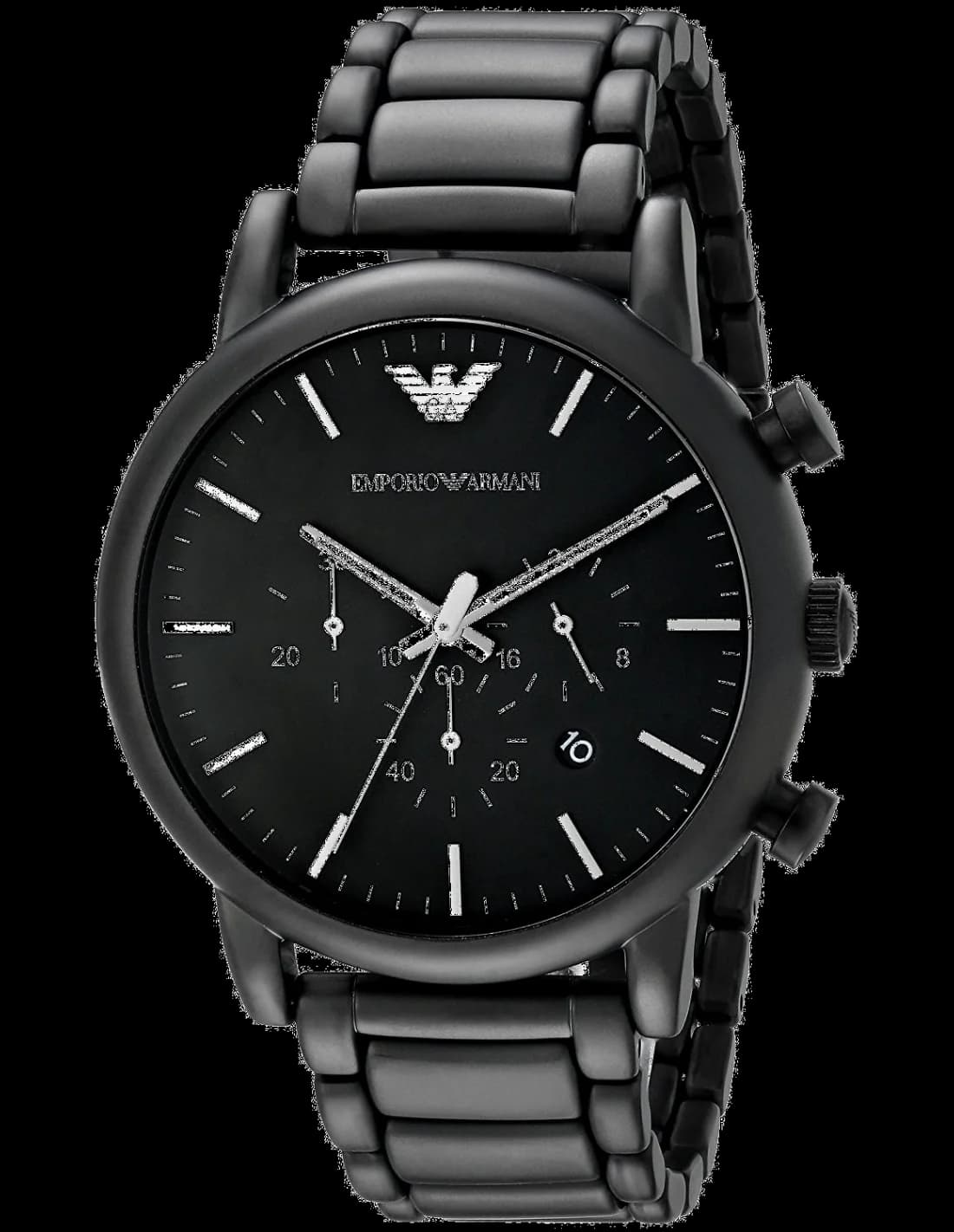 Garde-temps Emporio Armani AR1895 pour homme, cadran noir, bracelet acier chronomètre