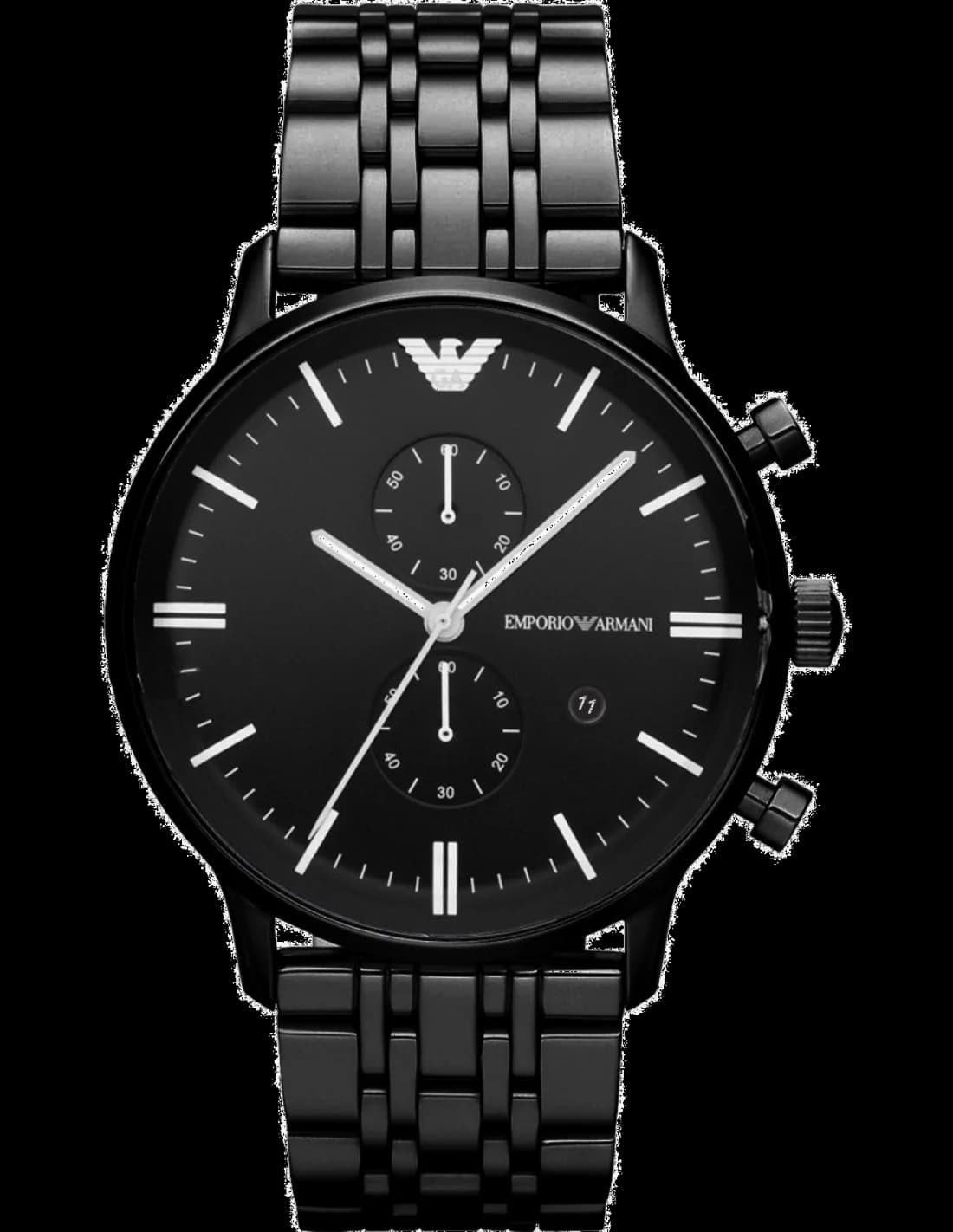 Garde-temps Emporio Armani AR1934 pour homme, cadran noir sur bracelet en acier noir