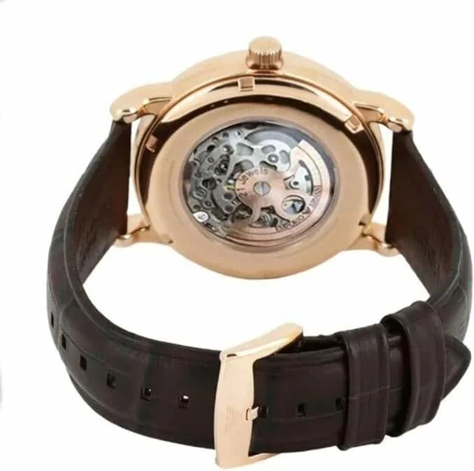 Montre Emporio Armani AR1983 squelette homme cadran argent bracelet cuir marron vue 3
