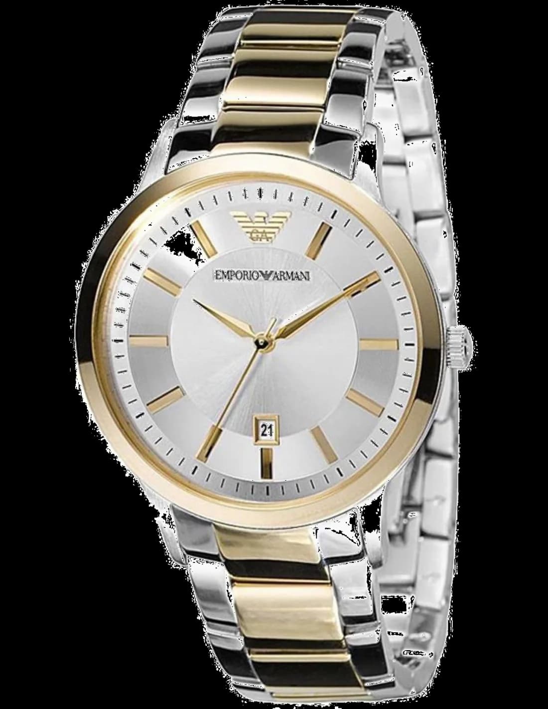 Garde-temps Emporio Armani AR2449 pour homme, acier bi-ton, cadran argent