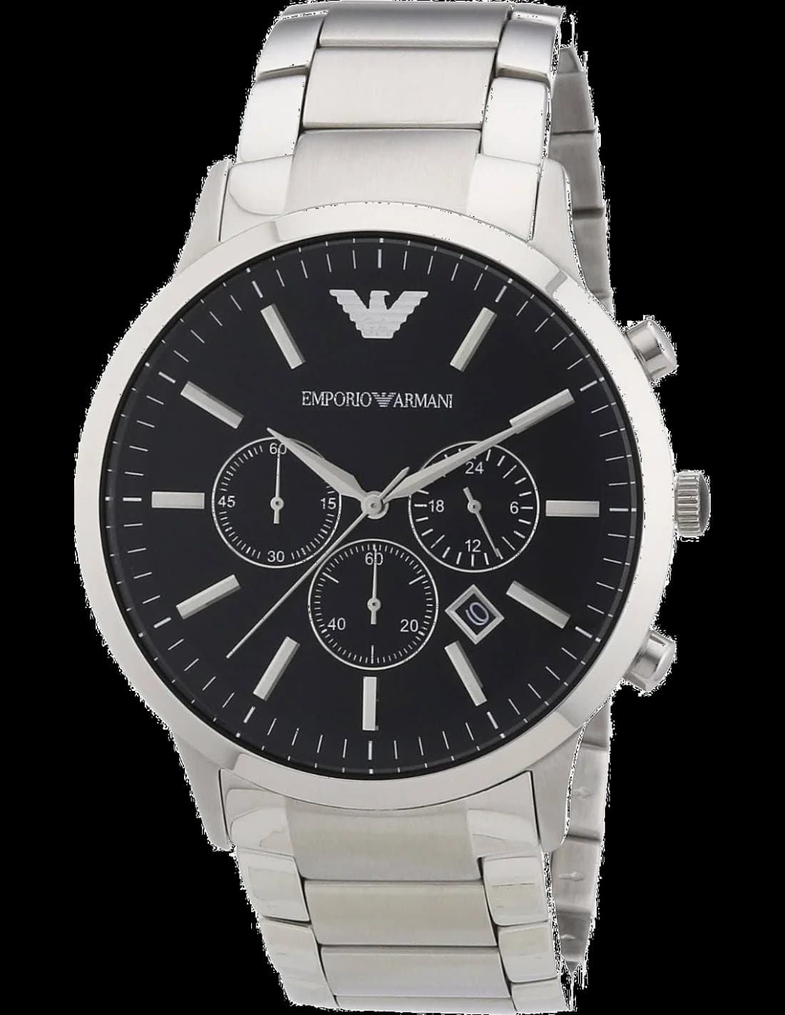 Garde-temps Emporio Armani AR2460 pour homme, bracelet acier noir assorti au cadran