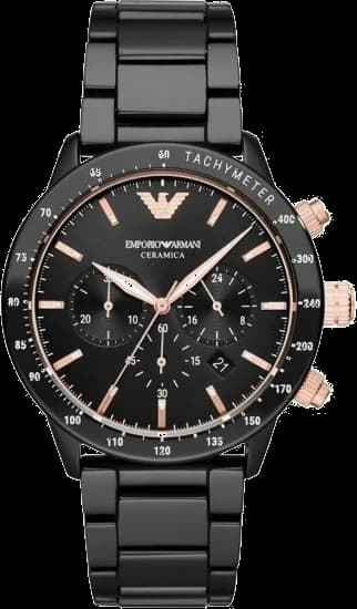 Garde-temps Emporio Armani AR70002 pour homme, cadran noir, style moderne