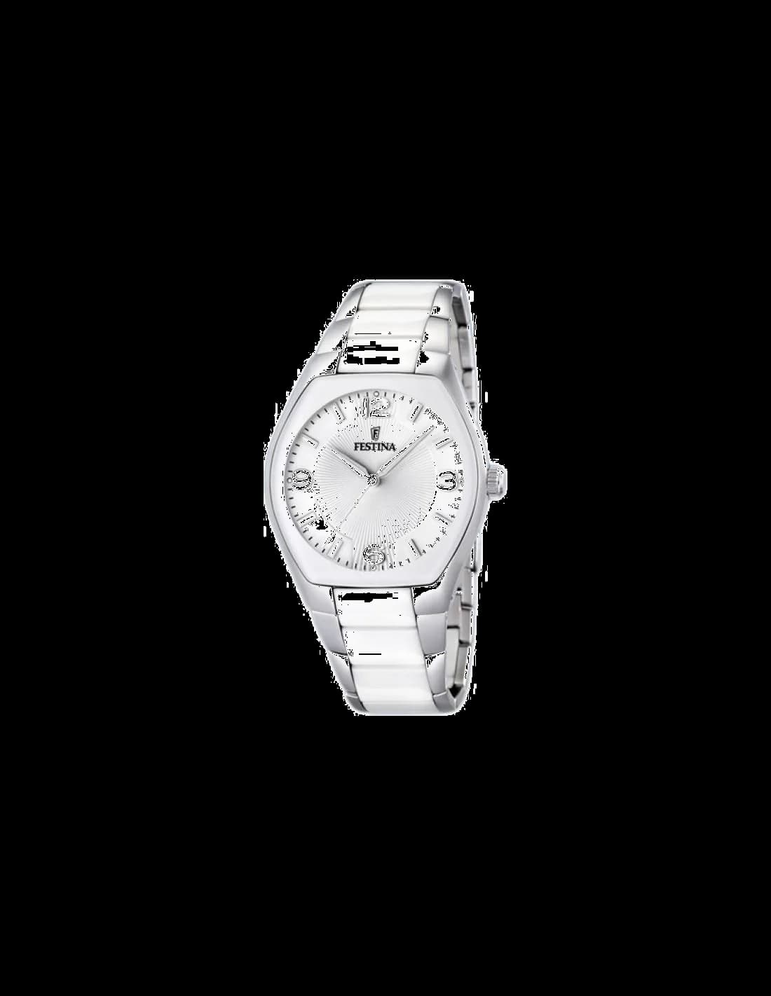 Garde-temps Festina F16532/1 pour homme, blanc sur bracelet acier