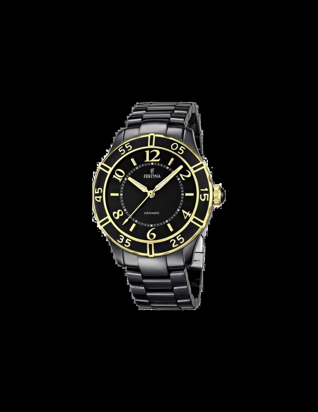Garde-temps Festina F16633/2 pour femme, ceramique noire cadran noir