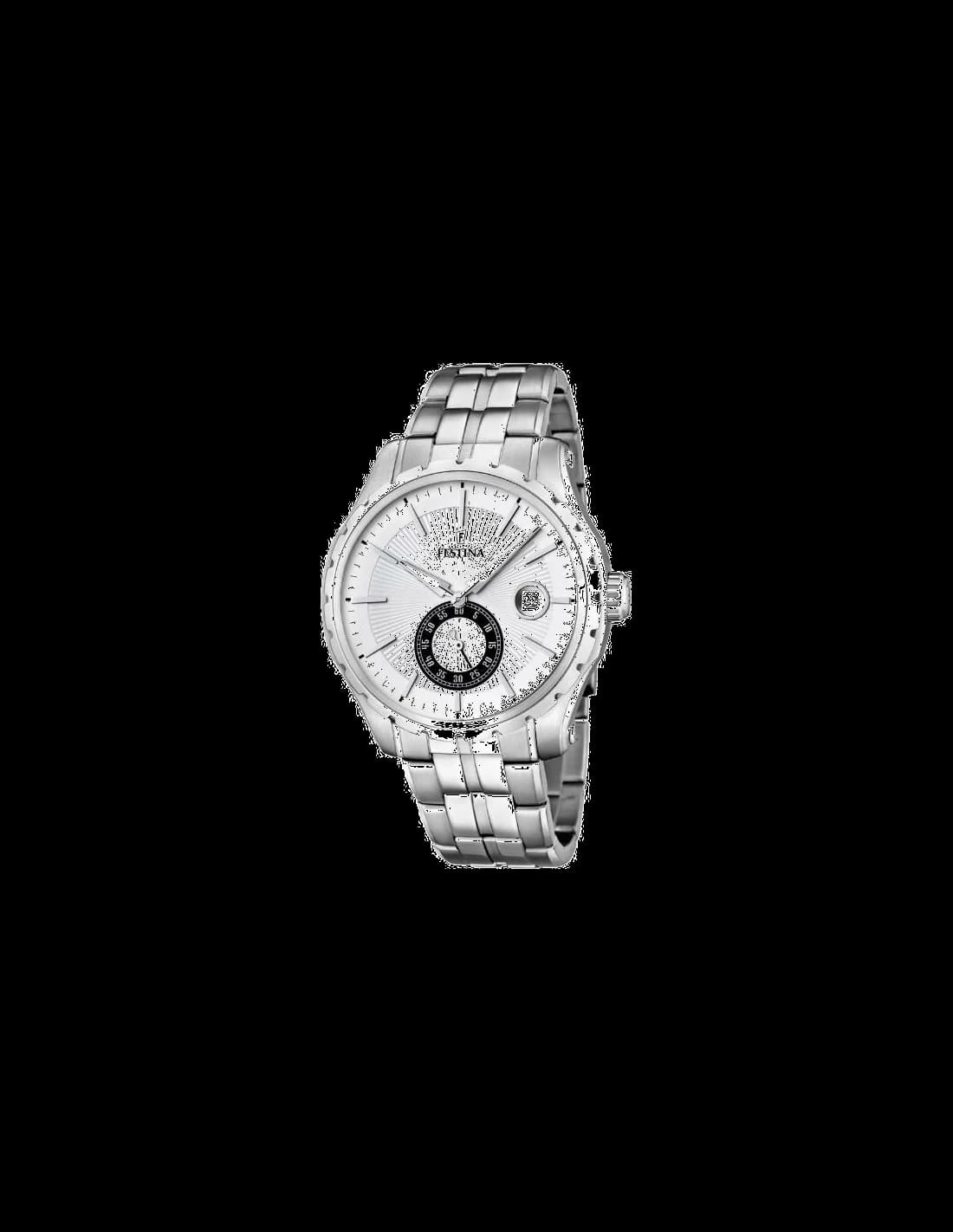 Garde-temps Festina F16679/1 pour homme, cadran argent, bracelet acier rétro