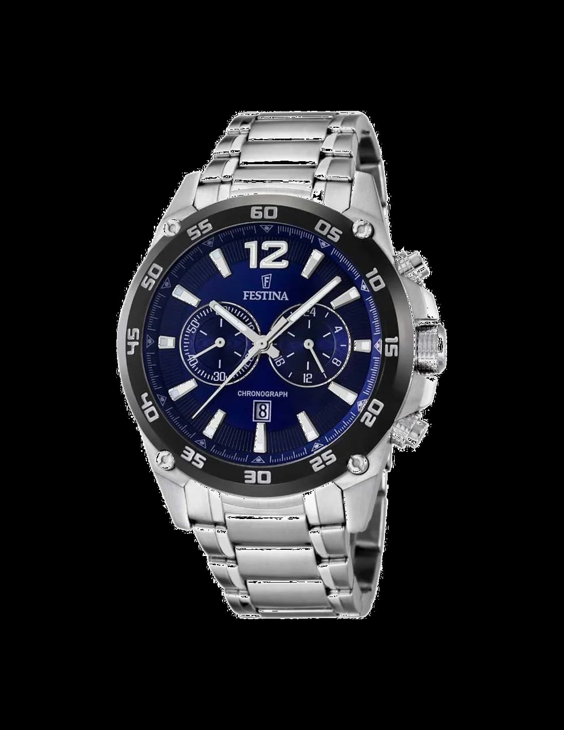 Garde-temps Festina F16680/2 pour homme, cadran bleu, bracelet acier chronographe