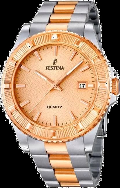 Garde-temps Festina F16685/2 pour femme, cadran or rose index argent