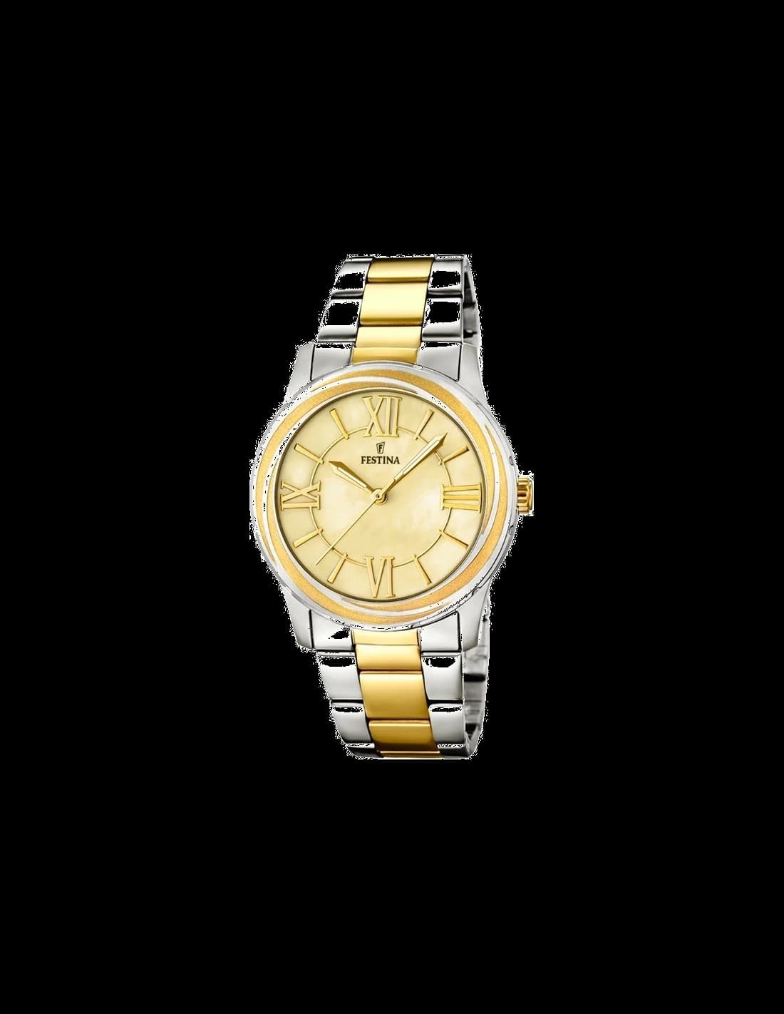 Garde-temps Festina F16723/1 pour femme, acier bicolore cadran dore