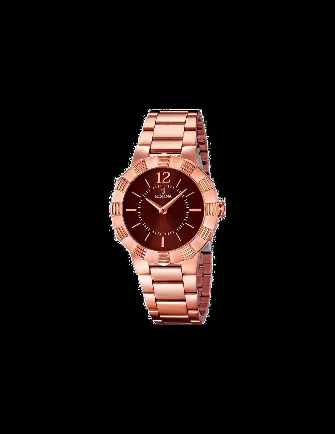 Garde-temps Festina F16733/2 pour femme, acier rose gold cadran marron