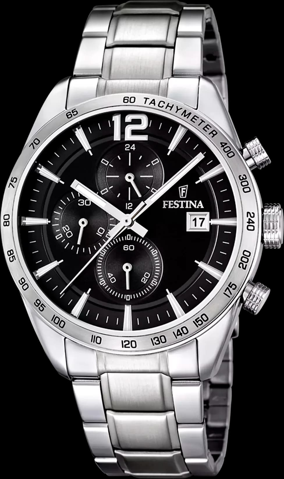 Garde-temps Festina F16759/4 pour homme, cadran noir, multifonctions jour-date