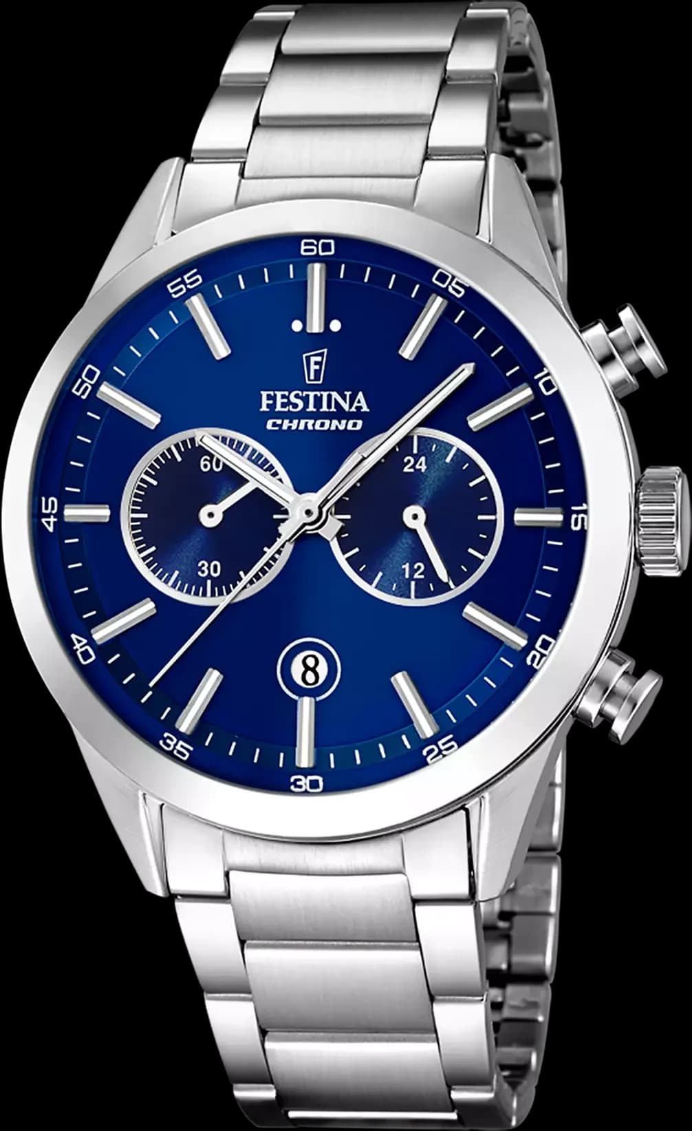 Garde-temps Festina F16826/B pour homme, cadran bleu profond et bracelet acier