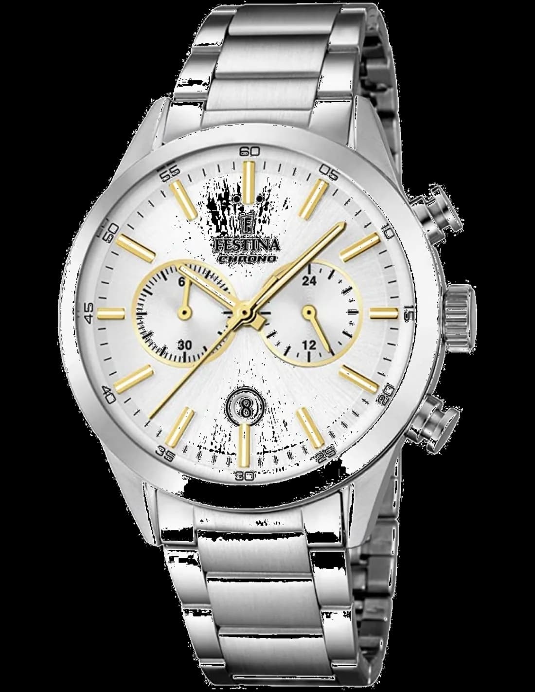 Garde-temps Festina F16826/D pour homme, cadran argent sur bracelet acier