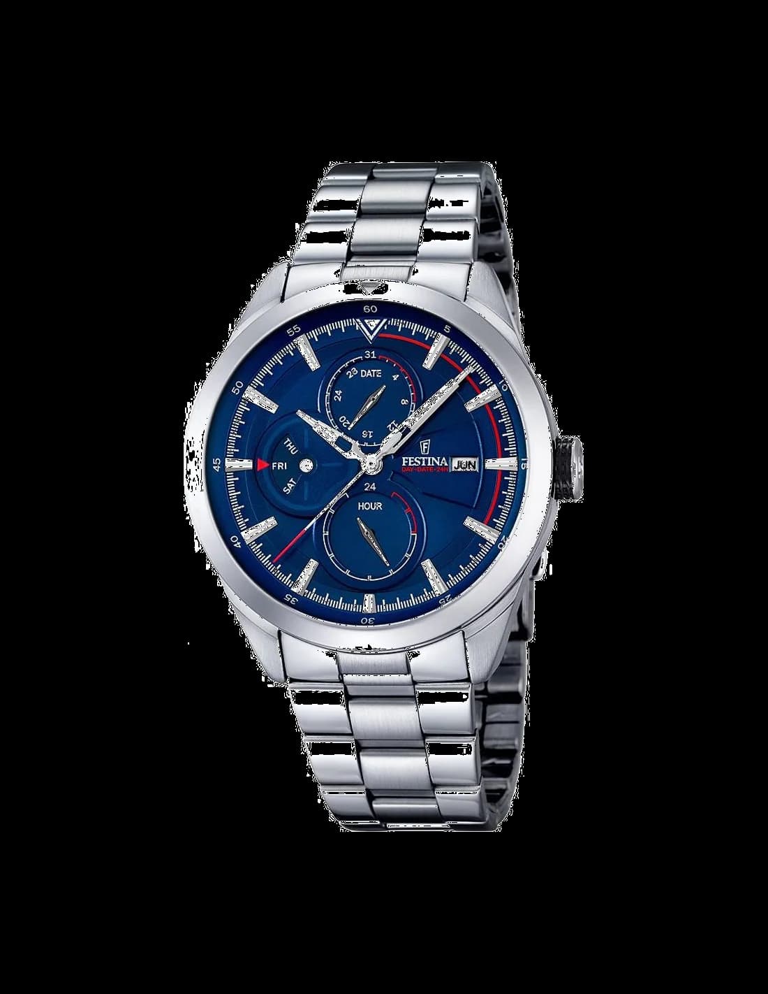 Garde-temps Festina F16828/2 pour homme, cadran bleu, bracelet acier inoxydable