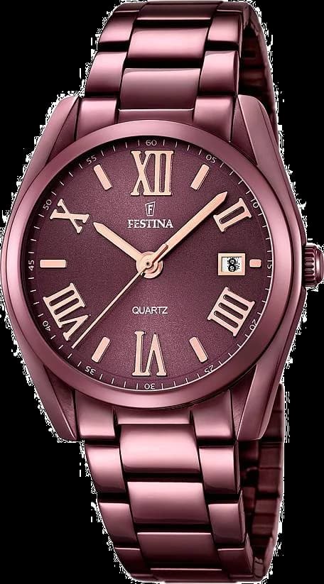 Garde-temps Festina F16865/1 pour femme, avec cadran marron et bracelet acier