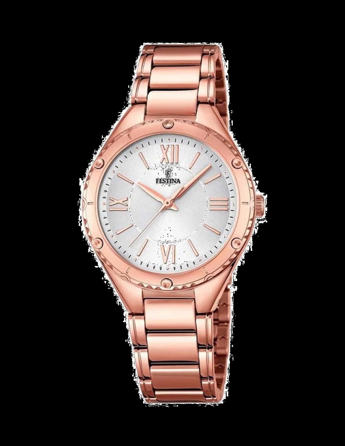 Garde-temps Festina F16922/1 pour femme, blanche finition or sur bracelet acier