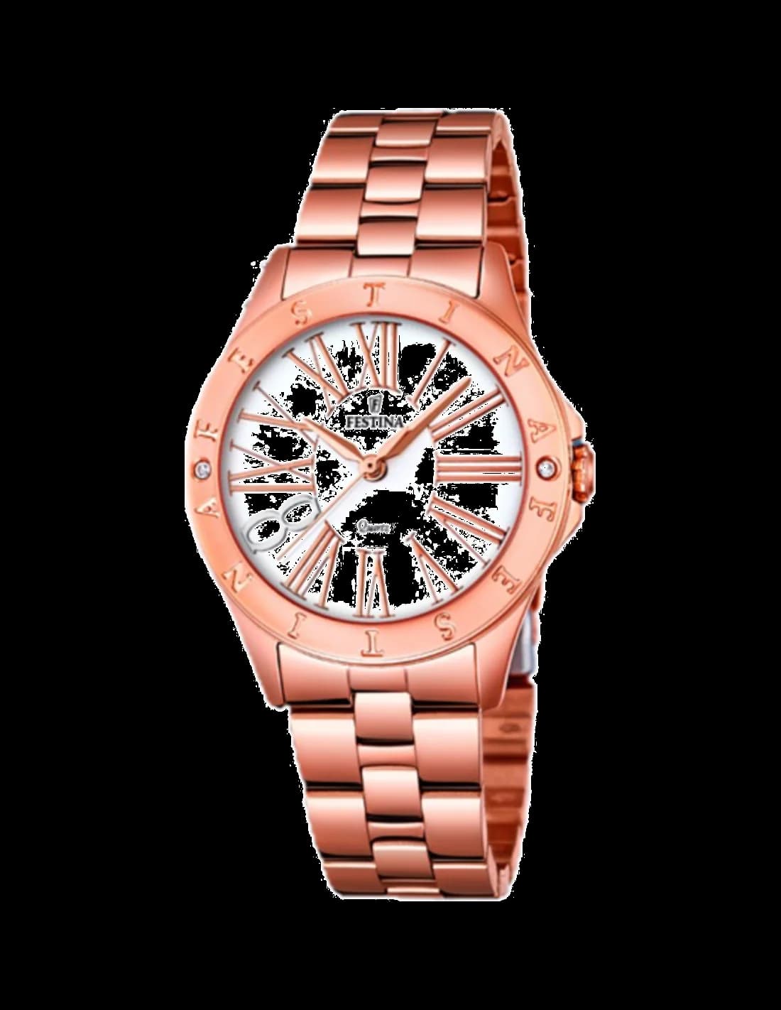 Garde-temps Festina F16926/1 pour femme, boyfriend or rose cadran blanc acier