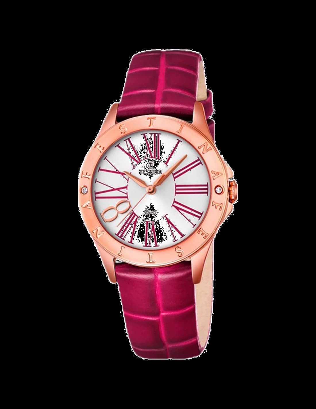 Garde-temps Festina F16930/2 pour femme, cadran blanc, bracelet cuir rose, style raffiné