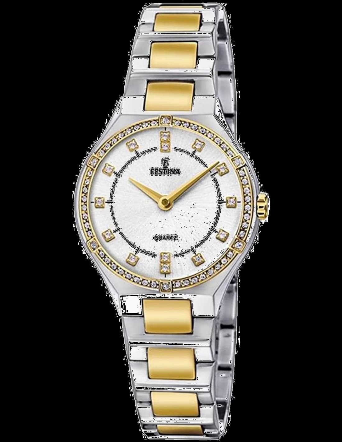 Garde-temps Festina F20226/1 pour femme, cadran blanc, bracelet acier doré
