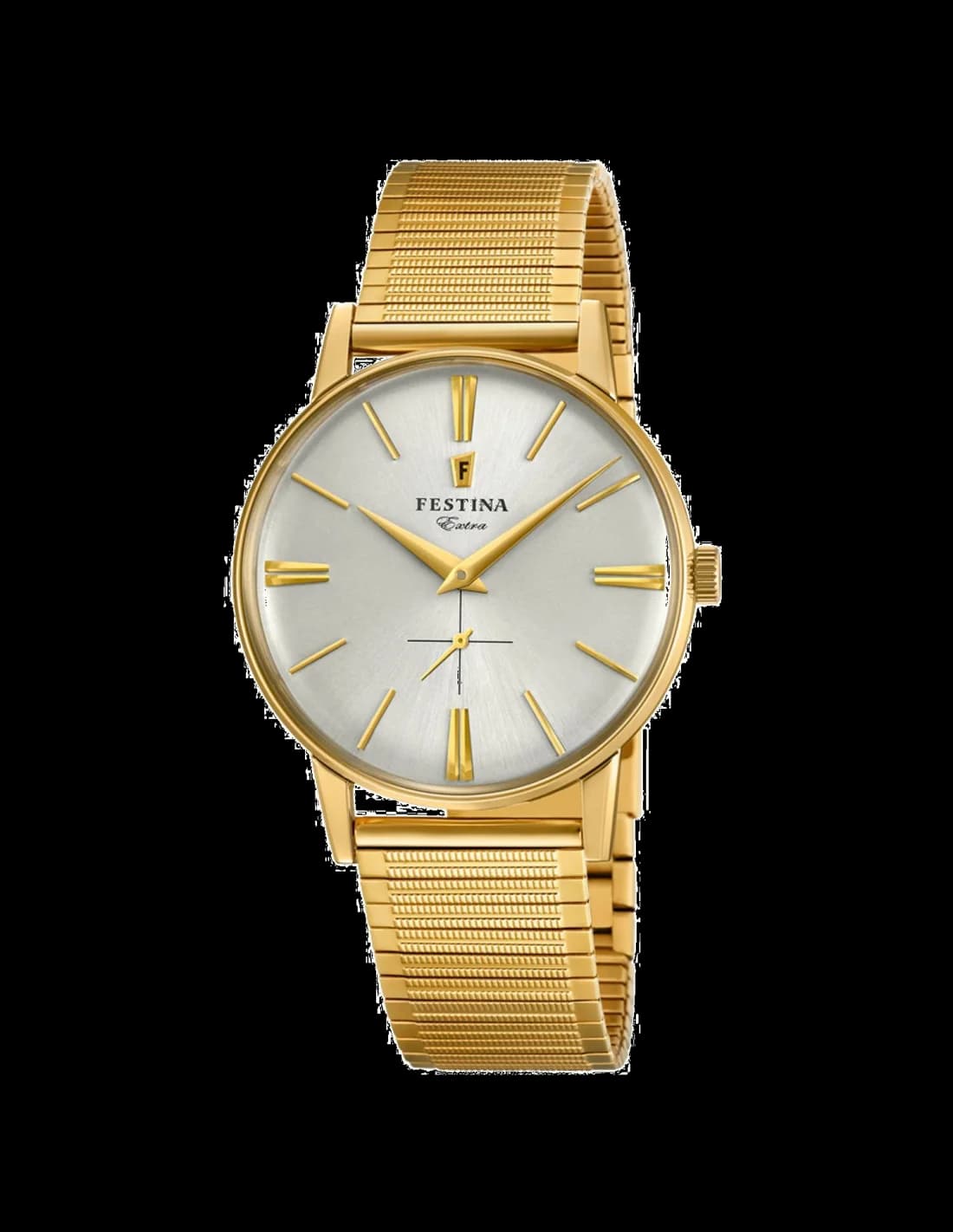 Garde-temps Festina F20251/1 pour homme, cadran argent, maille milanaise acier doré