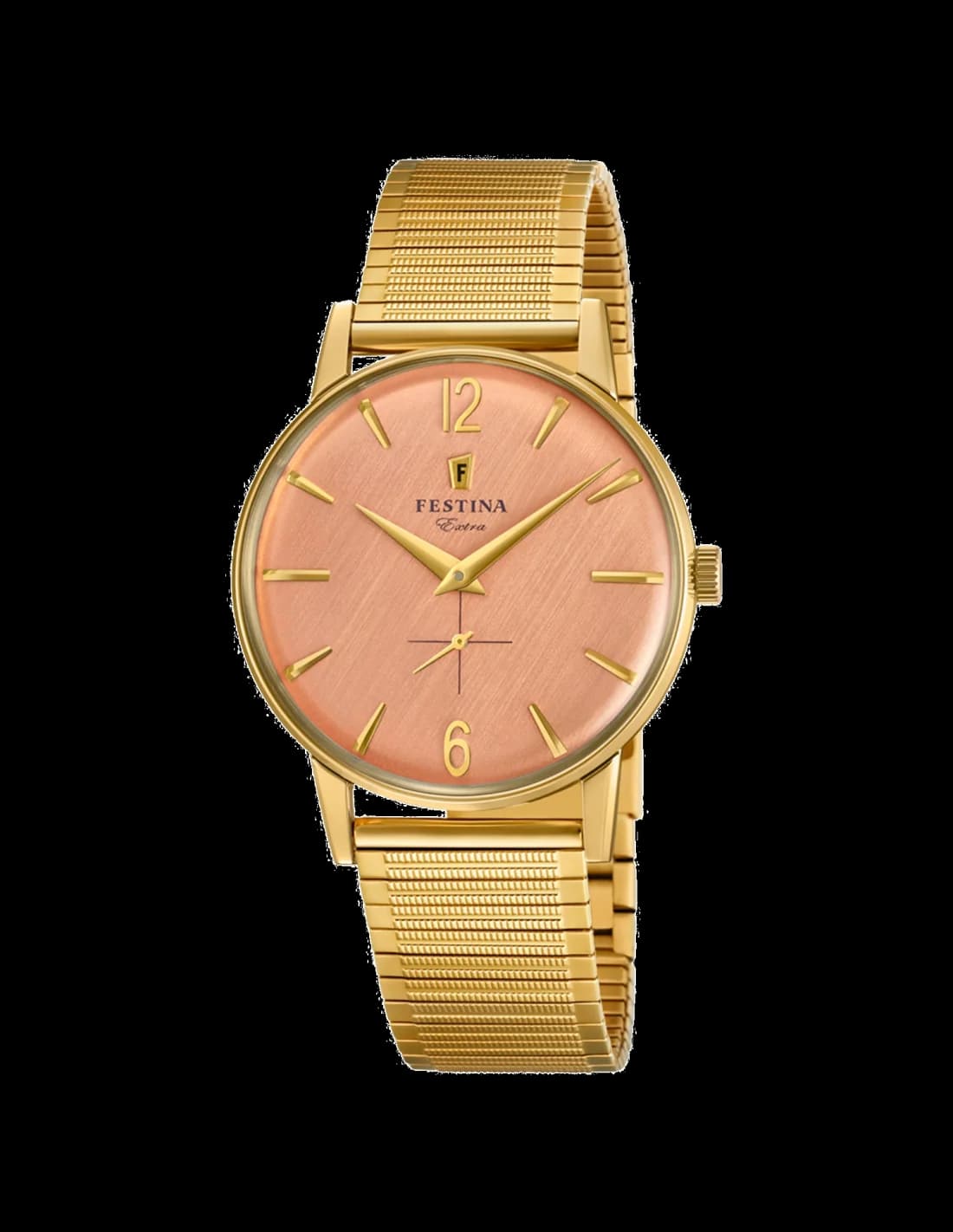 Garde-temps Festina F20251/3 pour homme, cadran or rose, bracelet et boîtier acier doré