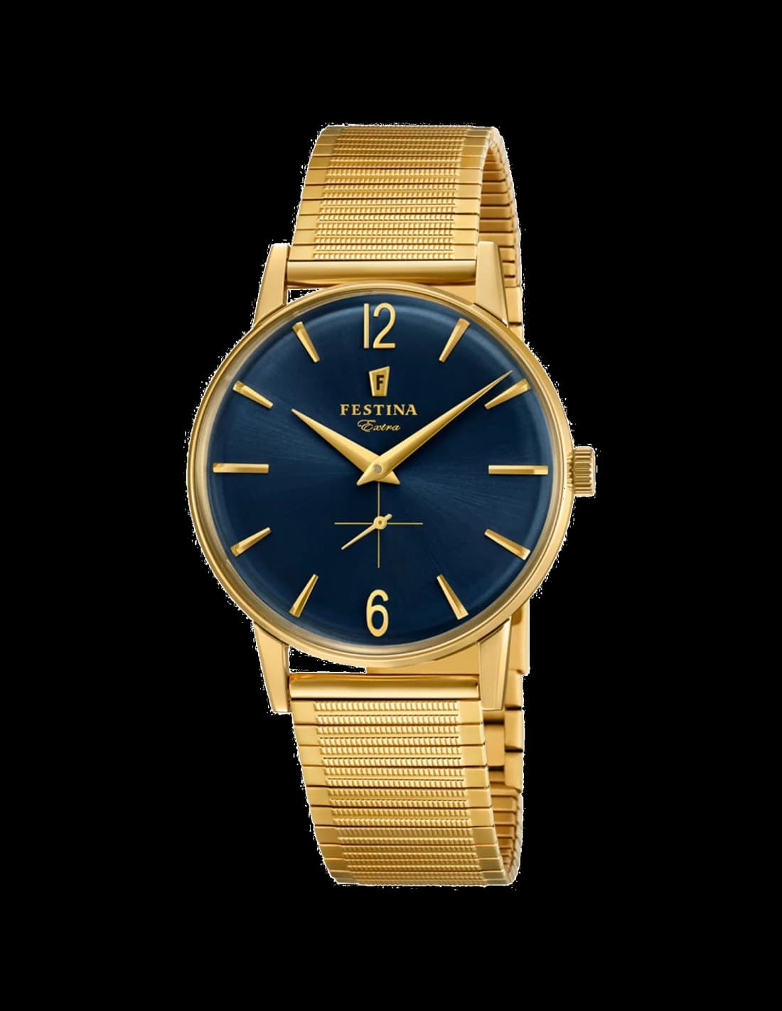 Garde-temps Festina F20251/4 pour homme, cadran bleu, finition or et maille milanaise