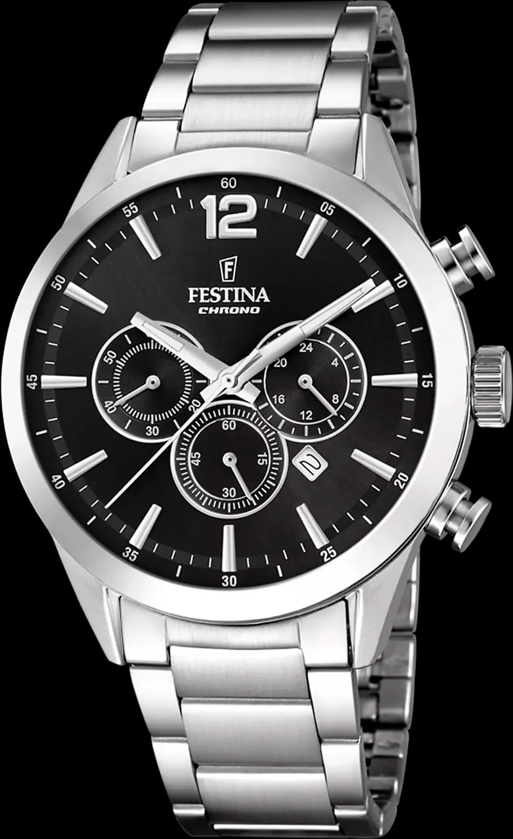 Garde-temps Festina F20343/8 pour homme, cadran noir, fonctions jour-date