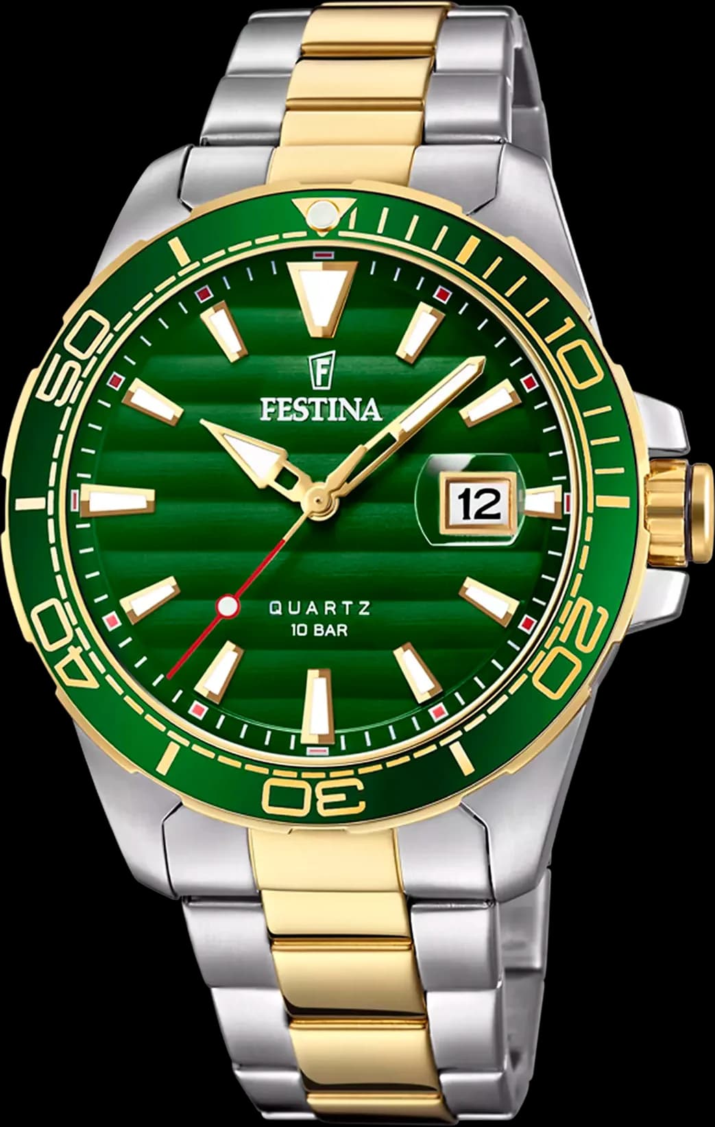 Garde-temps Festina F20362/3 pour homme, cadran vert, bicolore acier