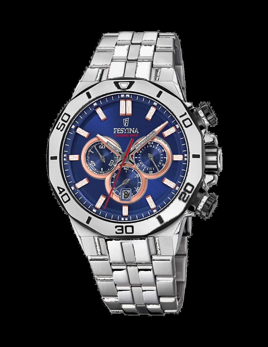 Garde-temps Festina F20448/1 pour homme, chronographe acier, cadran bleu