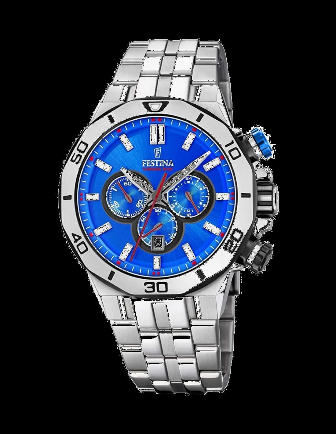 Garde-temps Festina F20448/2 pour homme, chronographe sport acier, cadran bleu
