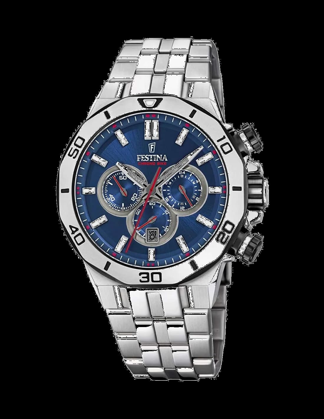 Garde-temps Festina F20448/3 pour homme, chronographe acier noir et bleu