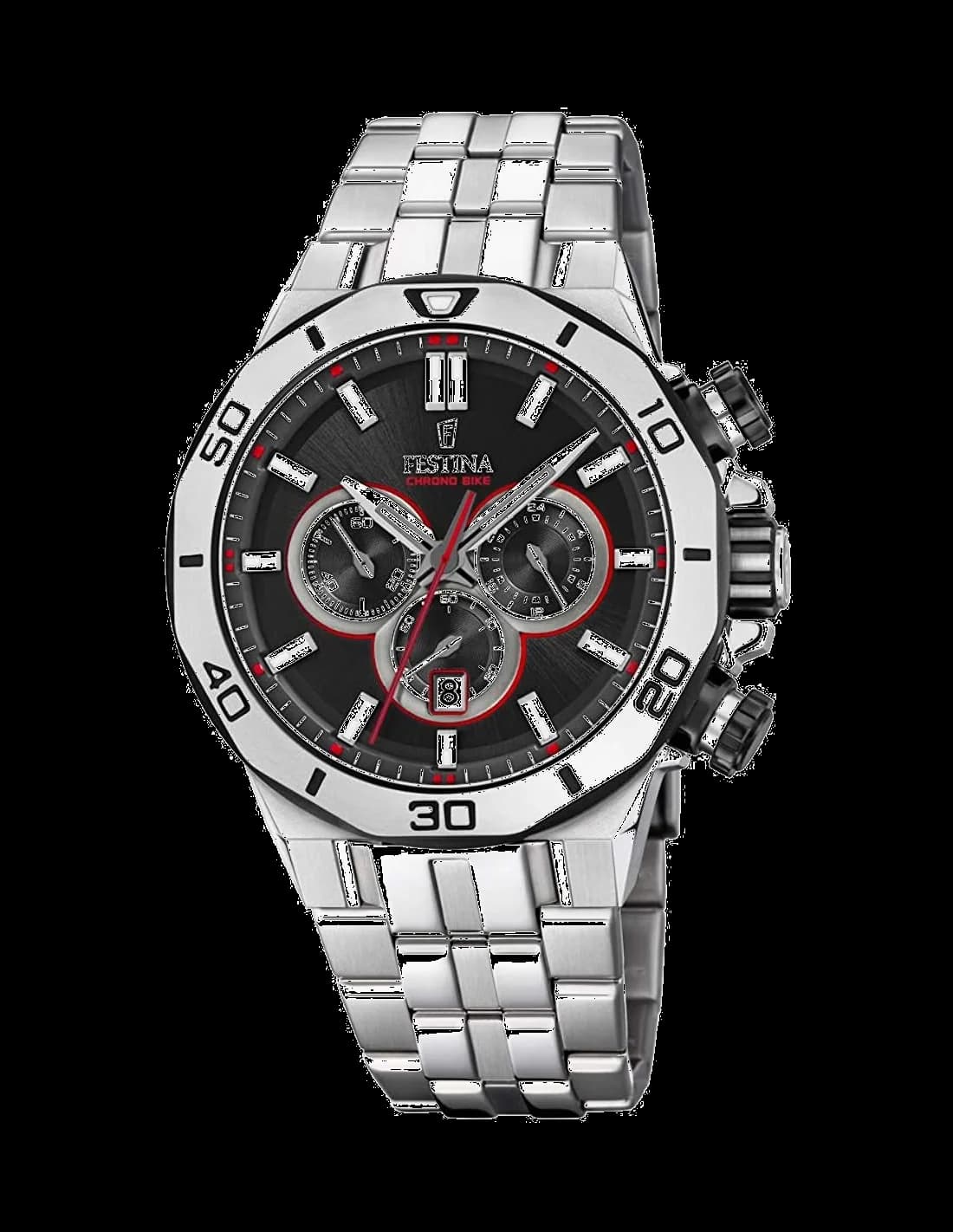Garde-temps Festina F20448/4 pour homme, chronographe acier, cadran noir