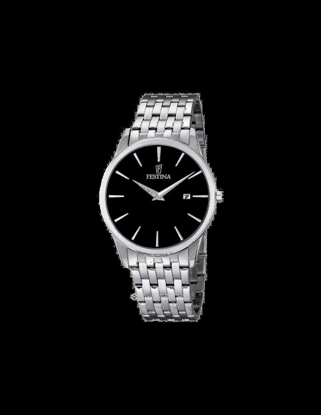 Garde-temps Festina F6833/2 pour homme, cadran noir sur bracelet acier