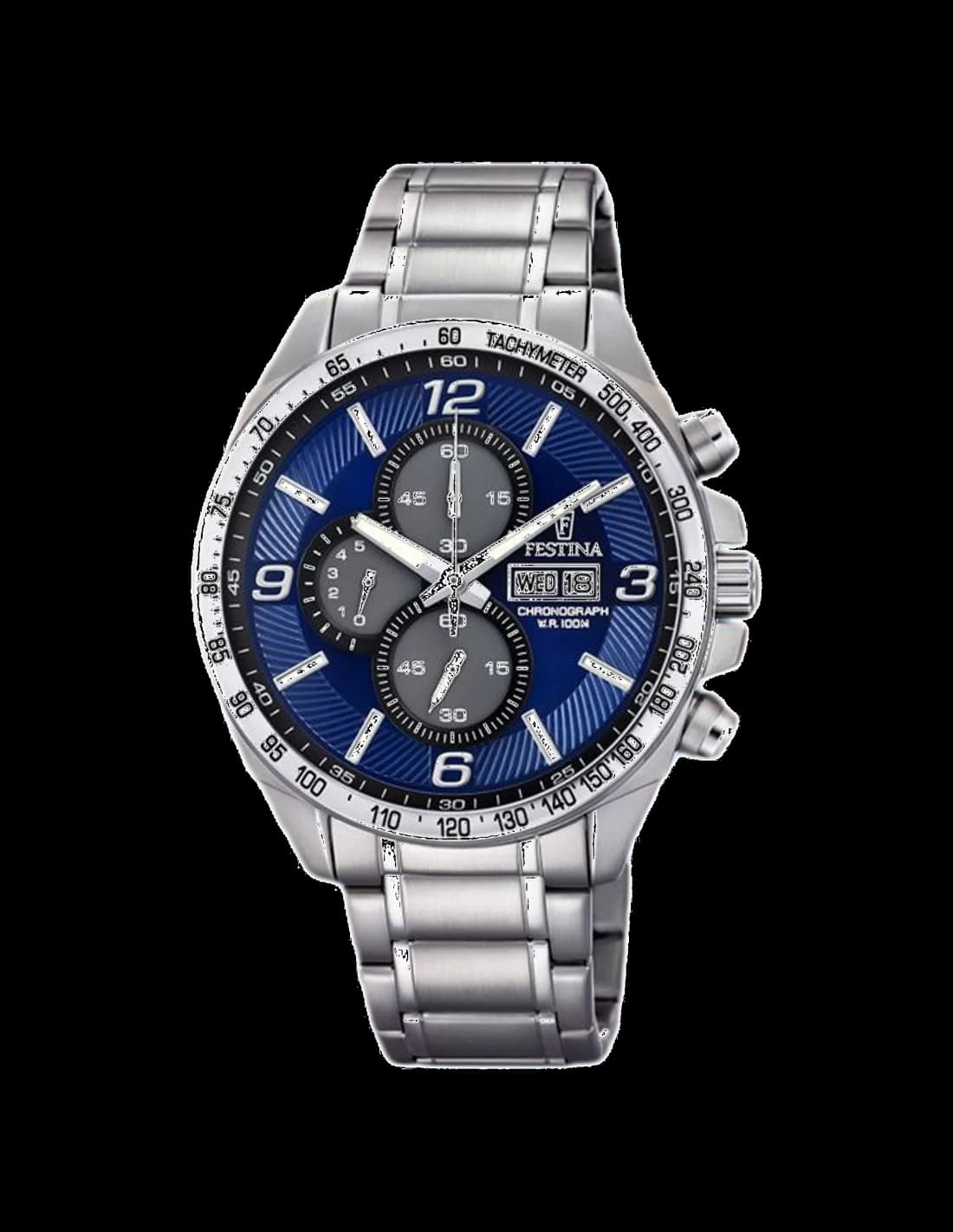 Garde-temps Festina F6861/3 pour homme, cadran bleu sur bracelet acier