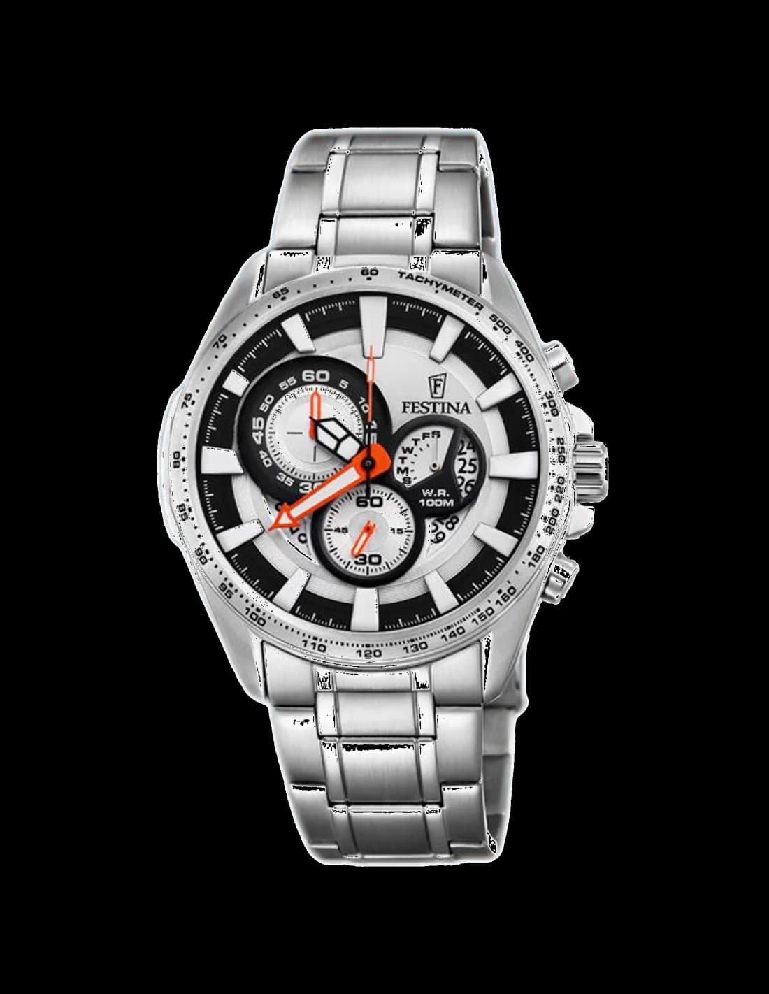 Garde-temps Festina F6864/1 pour homme, cadran argenté sur bracelet acier