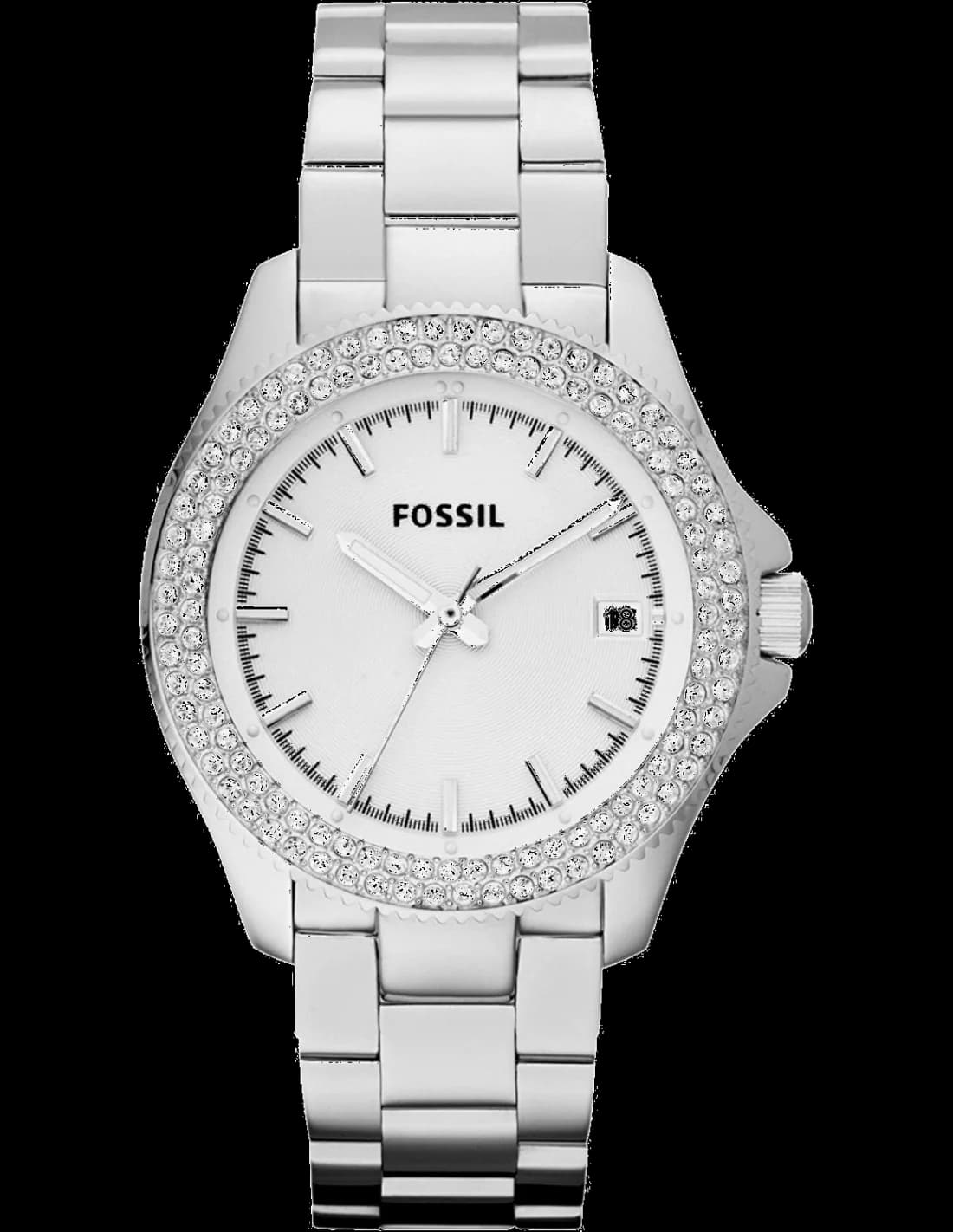 Garde-temps Fossil AM4452 pour femme, cadran gris moderne, bracelet acier inoxydable