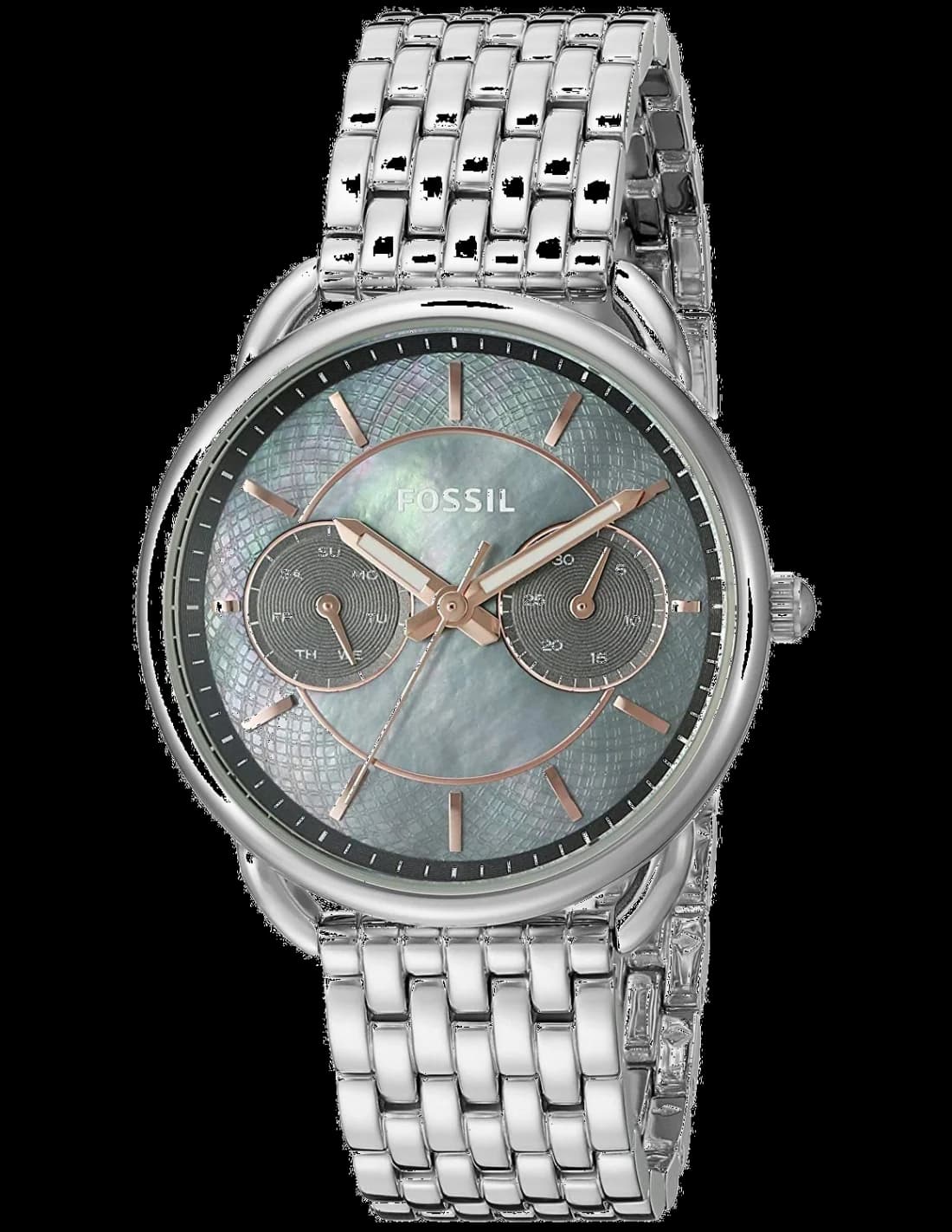 Garde-temps Fossil ES3911 pour femme, cadran nacre et or rose sur acier
