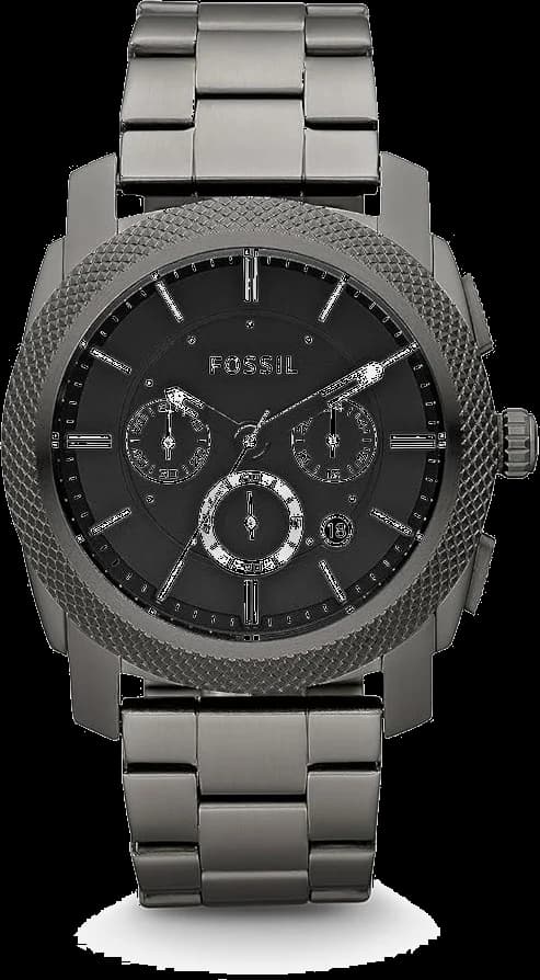 Garde-temps Fossil FS4662 pour homme, cadran noir velours, acier fumé